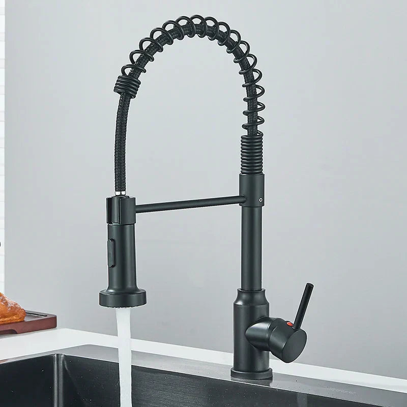 DecorBites™ Black Flexible Kitchen Faucet Pull Down Mixer Tap Swivel Stream Sprayer Nozzle