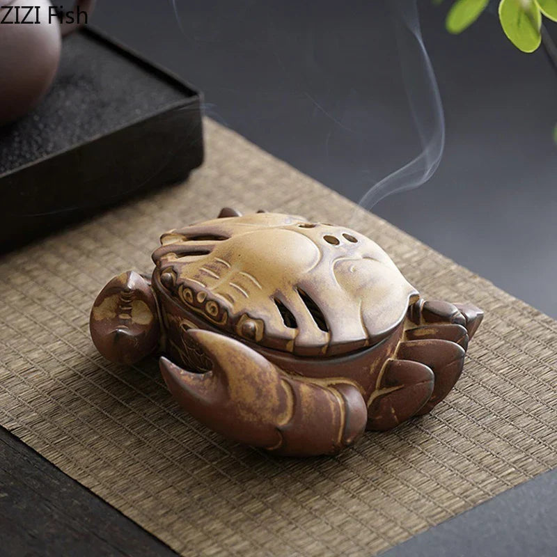 DecorBites™ Crab Ceramic Incense Burner Aromatherapy Diffuser Ash Plate Home Aroma Container