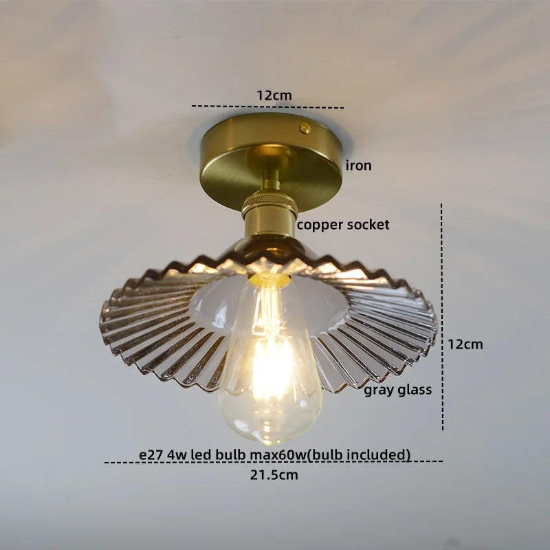 DecorBites™ Green Glass LED Ceiling Light Modern Iron Copper Lampara Techo for Home Decor