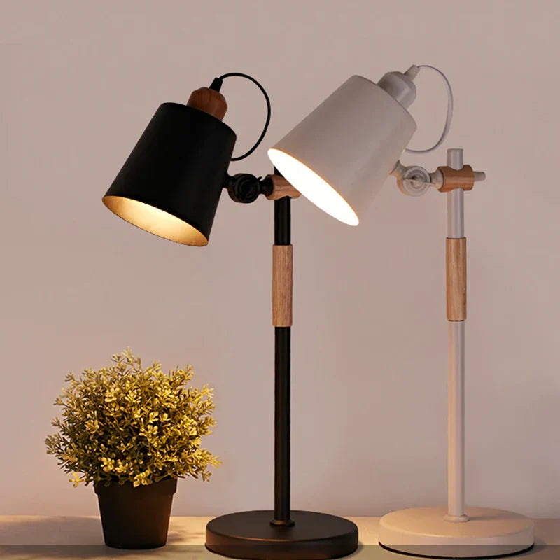 DecorBites™ Adjustable Wood Desk Lamp for Children's Study, Office, Bedroom - LED Reading Light