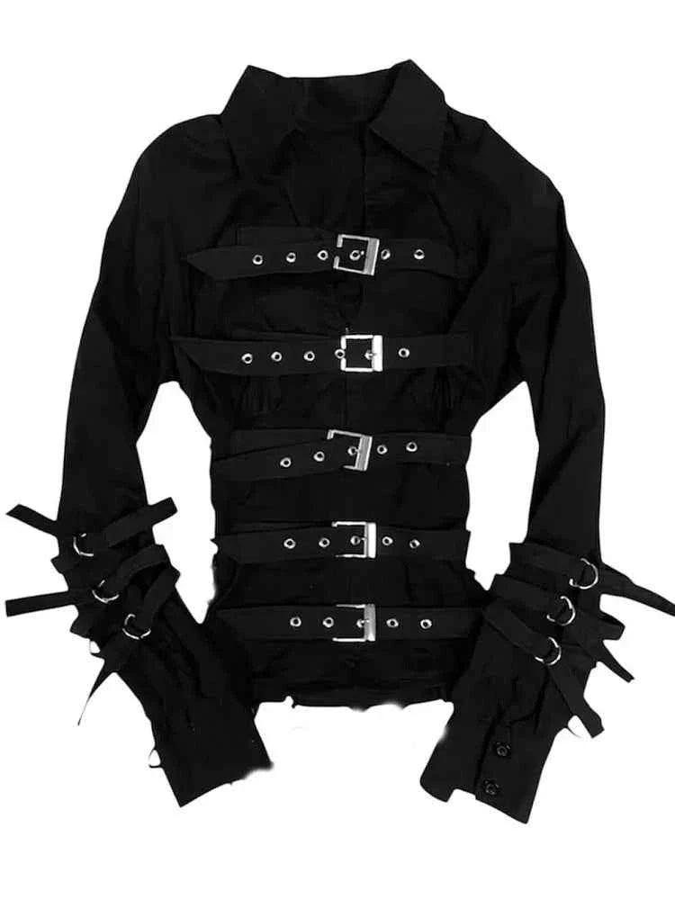 MUNSIEUR Goth Blouse Personalized T-shirt for Women Premium Slim Fit Ruched Streetwear New Arrivals