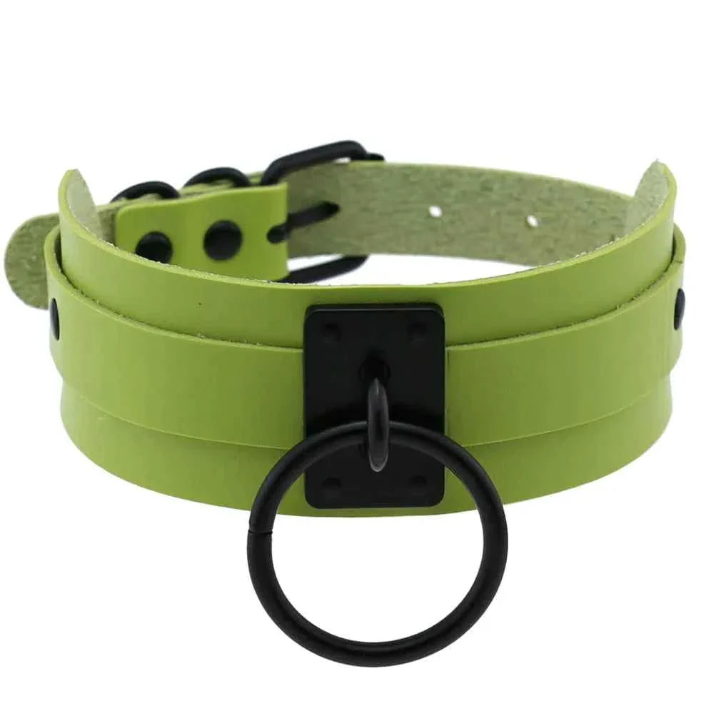 Metal Leather Choker Collar Goth Fashion Accessories