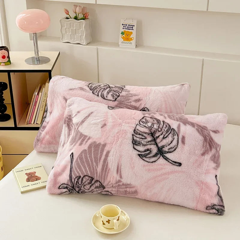 DecorBites™ Cozy Winter Plush Pillowcase: Nordic Printed Milk Velvet Soft Home Decor