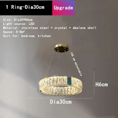 DecorBites™ Crystal Round Ceiling Chandelier LED Pendant for Kitchen Dining Room Villa