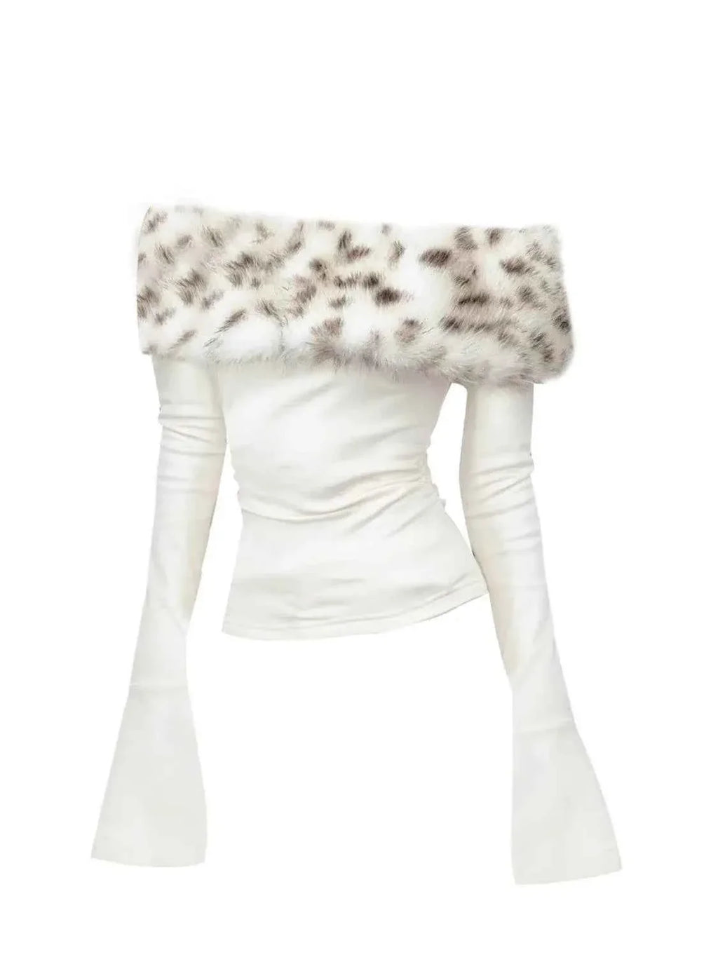 Luxury Fur Graphic Long sleeve T-shirt Blouse