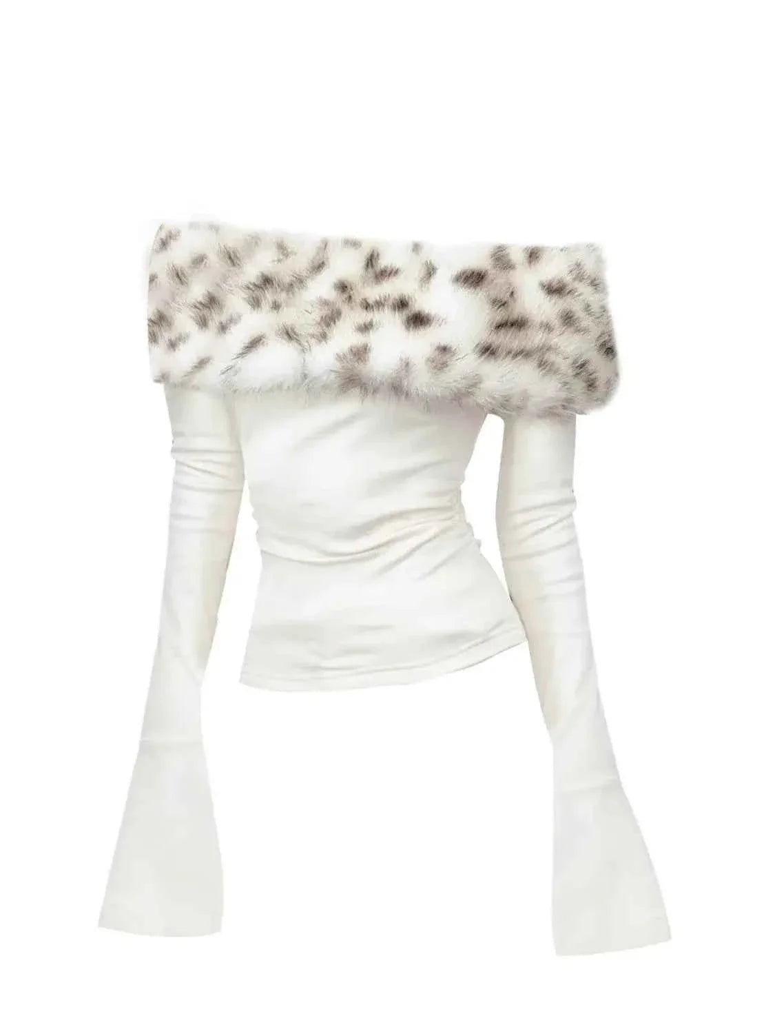 Luxury Fur Graphic Long sleeve T-shirt Blouse