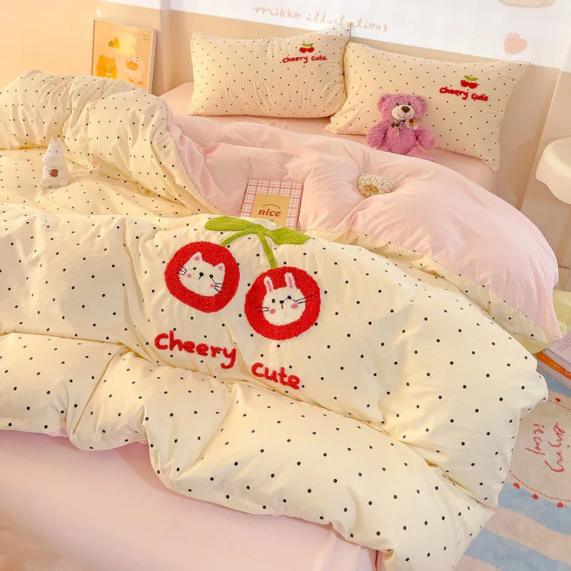DecorBites™ Cotton Bedding Set Cute Pattern Soft Comforter Single/Double Size Duvet Cover