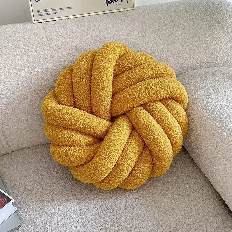 DecorBites™ Knotted Ball Grey Throw Pillow for Bed Couch Living Room