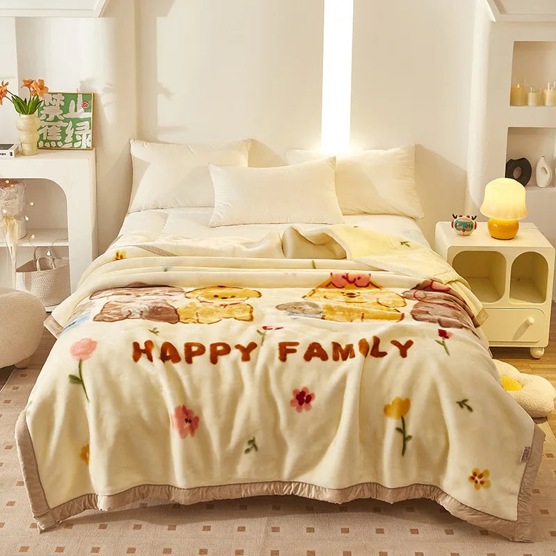 DecorBites™ Double Layer Raschel Blankets: Soft Faux Fur Mink Throw for Beds