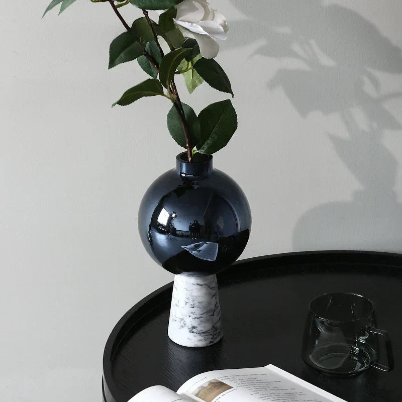DecorBites™ Geometric Circle Star Glass Vase: Handicraft Home Decor Flower Arrangement Accessory