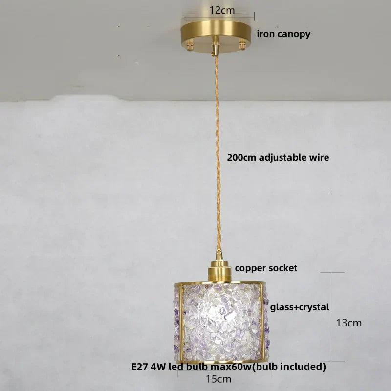 DecorBites™ Copper Walnut LED Pendant Lamp Crystal Glass Hanging Light