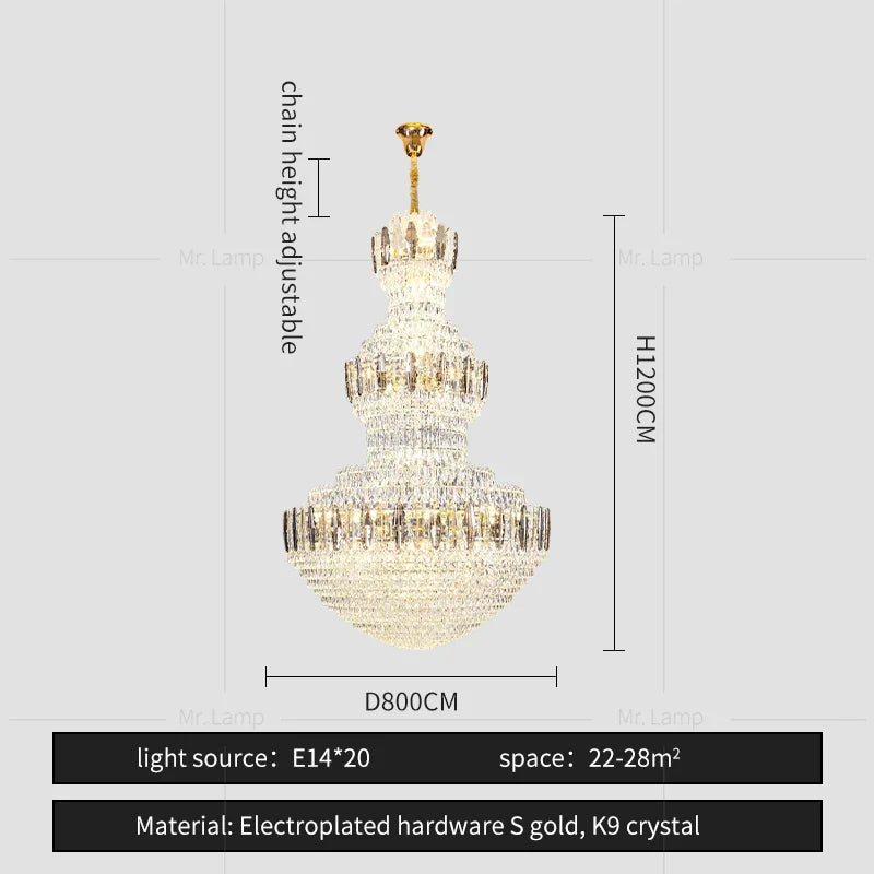 DecorBites™ Crystal Chandelier: Postmodern Light Luxury for Hotel Lobby, Villa, and Duplex Floors