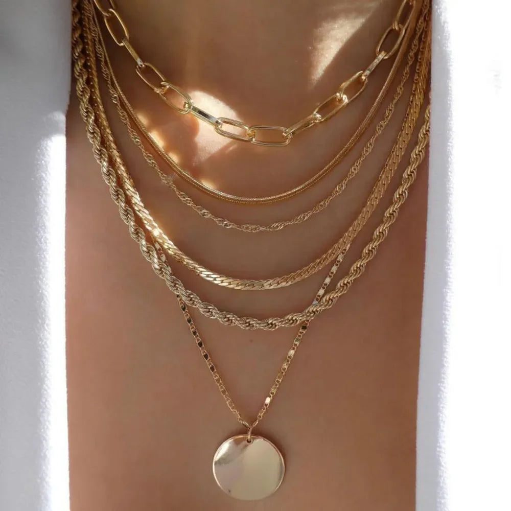 Boho Multi-Layer Crystal Pendant Necklaces