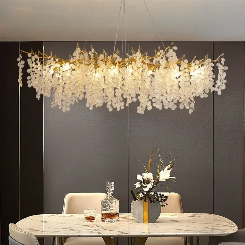 DecorBites™ Gold Chandelier Glass Pendant Lamp for Home Decor - Modern Luxury Lighting