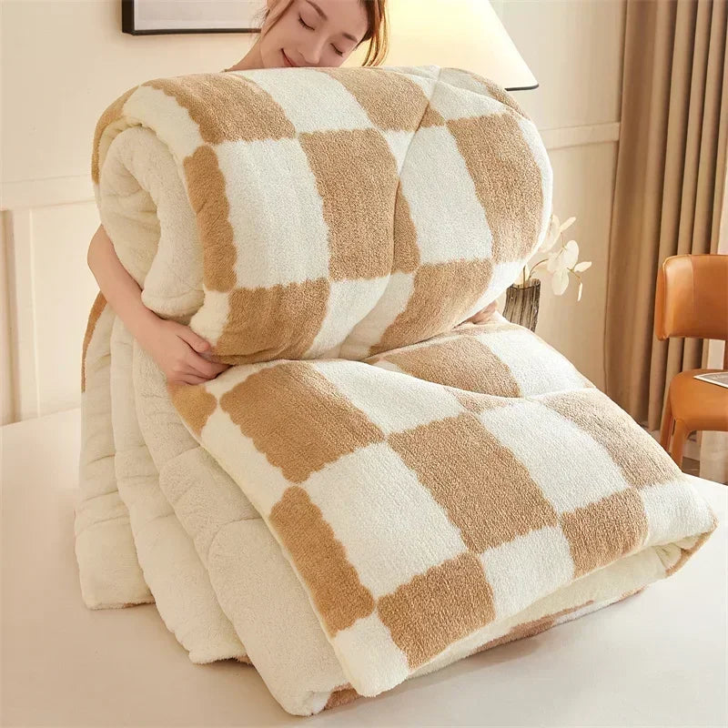 DecorBites™ Cozy Checkerboard Cashmere Weighted Blanket for Ultimate Winter Warmth