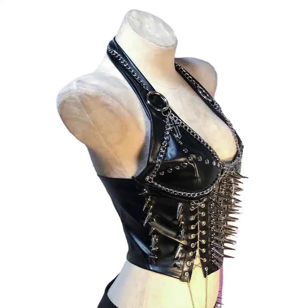 Grunge Emo Clothing ALT Punk Rock Clothes with Spikes Y2K Cyber Sexy Gothic Tank Goth T-shirt