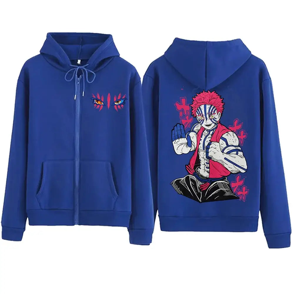 Demon Slayer Akaza Hoodie Infinity Castle Zipper