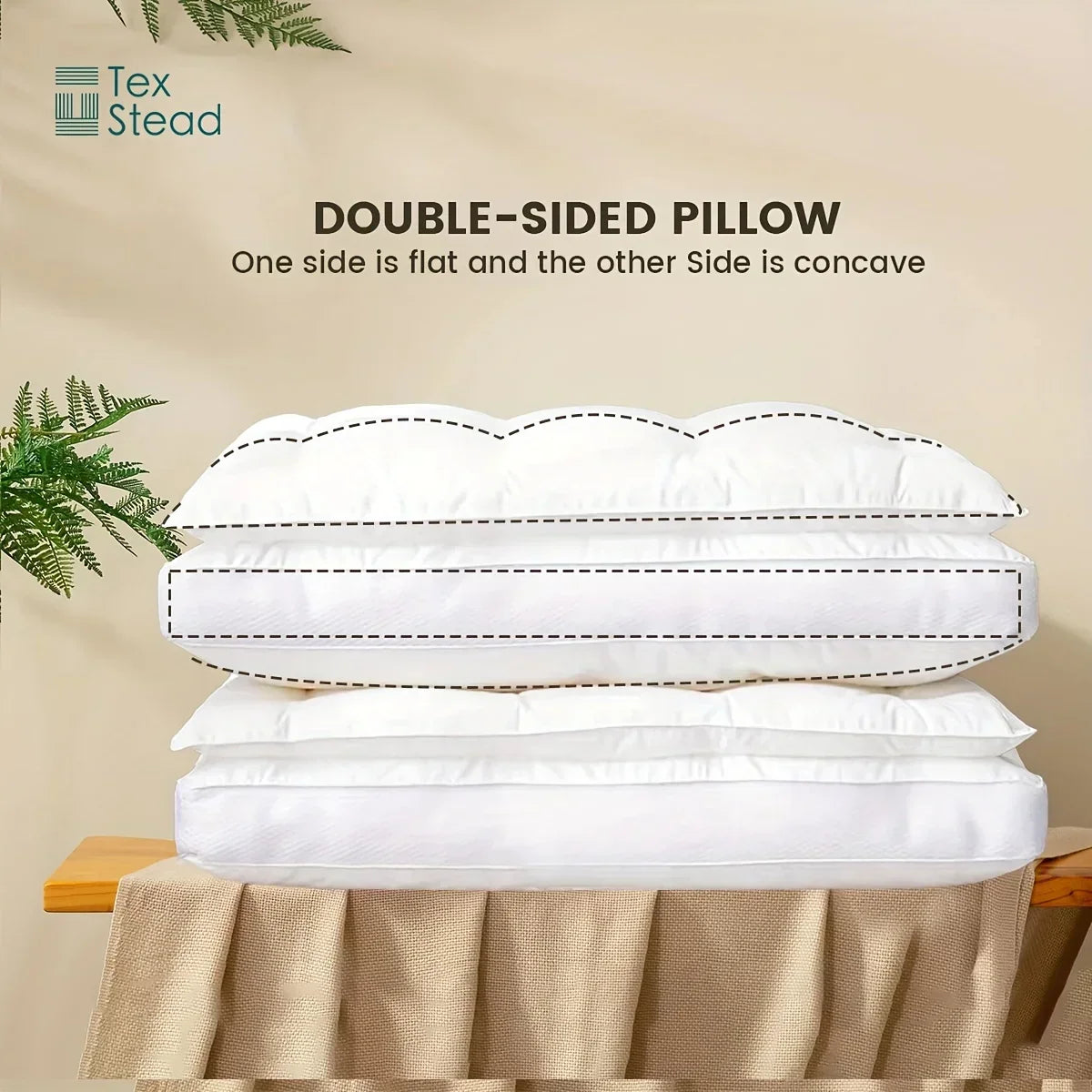 DecorBites™ Double Layer Fiber Pillow: Soft & Fluffy Hotel Adult Neck Pillow for All Sleepers