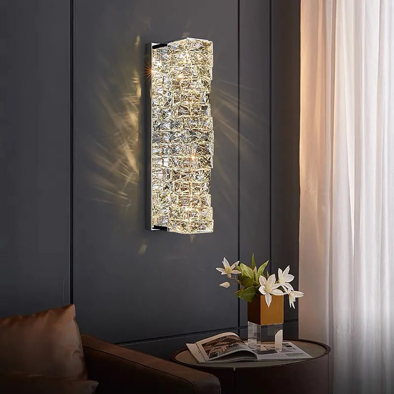 DecorBites™ Crystal Wall Sconce: Elegant Bedroom & Living Room LED Wall Lamp