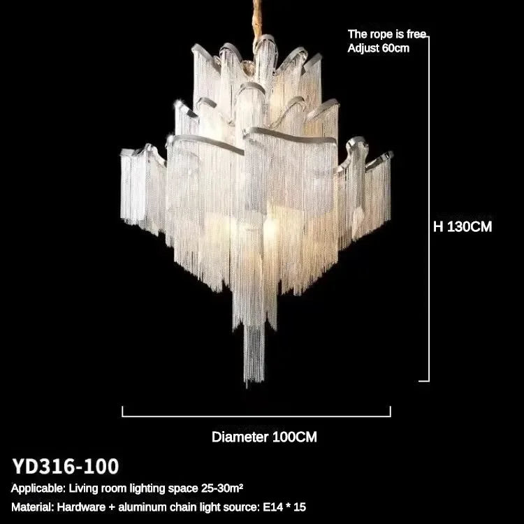 DecorBites™ LED Flower Tassels Ceiling Chandelier for Living Room, Staircase - Elegant Villa Pendant Light