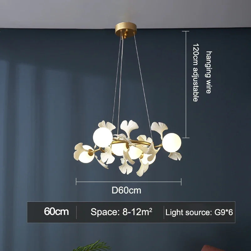 DecorBites™ Gingko Leaf Branch LED Ceiling Chandelier for Modern Living Room and Bedroom