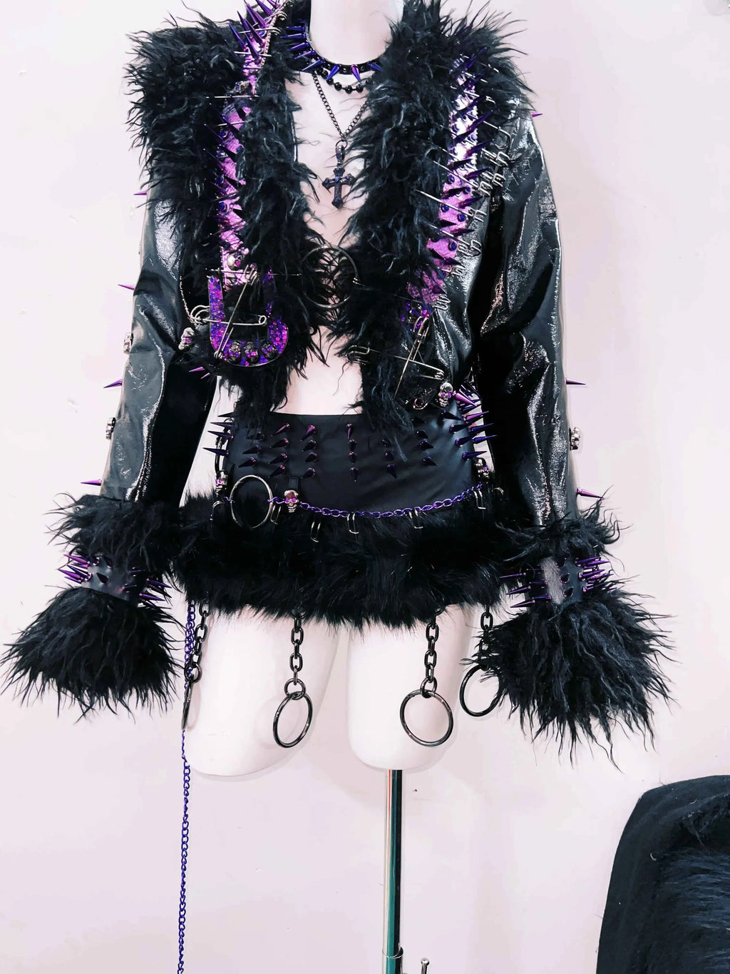 Women's Rivet Leather jacket Skull Leather jacket Gothic Leather jacket