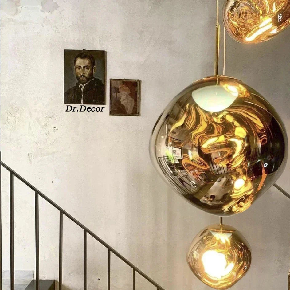 Modern golden glass lava pendant lights for dining room
