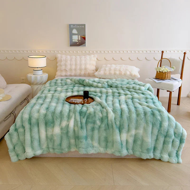 DecorBites™ Gradient Grey Cashmere Fleece Winter Blanket