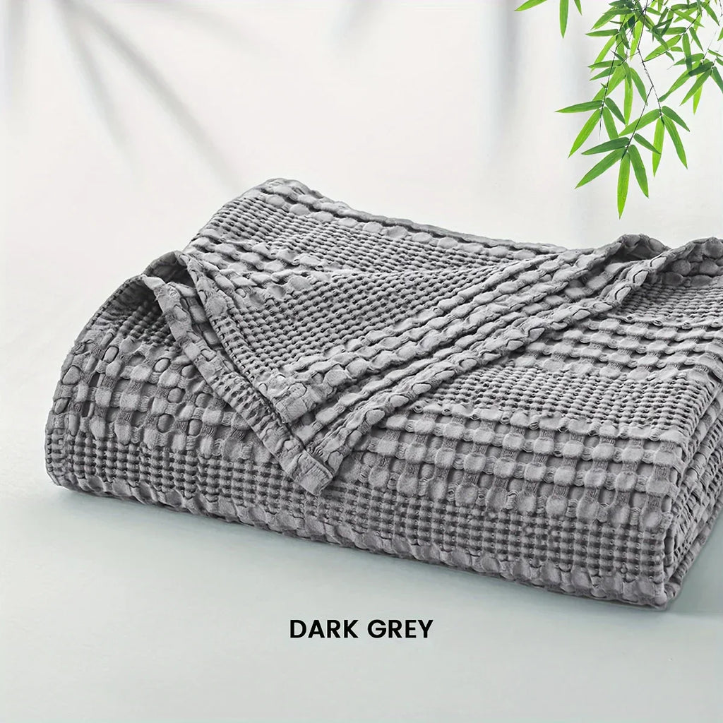 DecorBites™ Bamboo Cotton Waffle Blanket - Lightweight Breathable Blanket