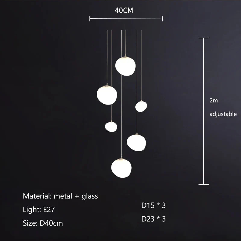 DecorBites™ Gregg Pendant Lamp: White Bubble Glass Italian Design for Home, Kitchen, Restaurant