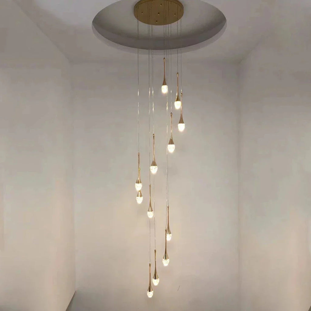 DecorBites™ Crystal LED Chandeliers: Luxury Long Staircase Hanging Lights for Living Room Lobby