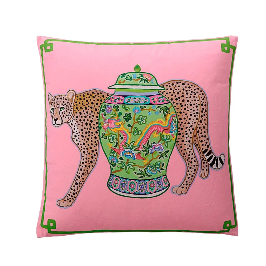 DecorBites™ Handmade Lumbar Pillow Case Lion Dog Floral Decorative Cover
