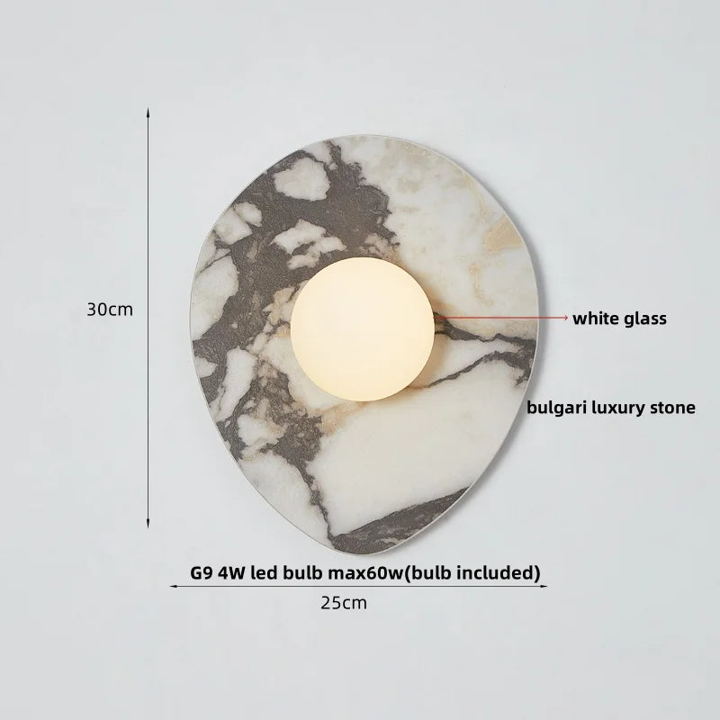 DecorBites™ Green Marble Stone LED Wall Sconce Lighting for Bedroom and Hallway
