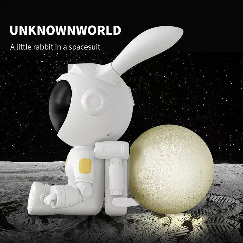 DecorBites™ Galaxy Bunny Astronaut Projector: Moon and Star Night Light for Children