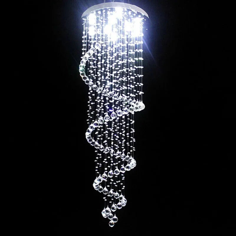 DecorBites™ K9 Crystal Chandelier: Luxury Villa Double Staircase Living Room LED Light