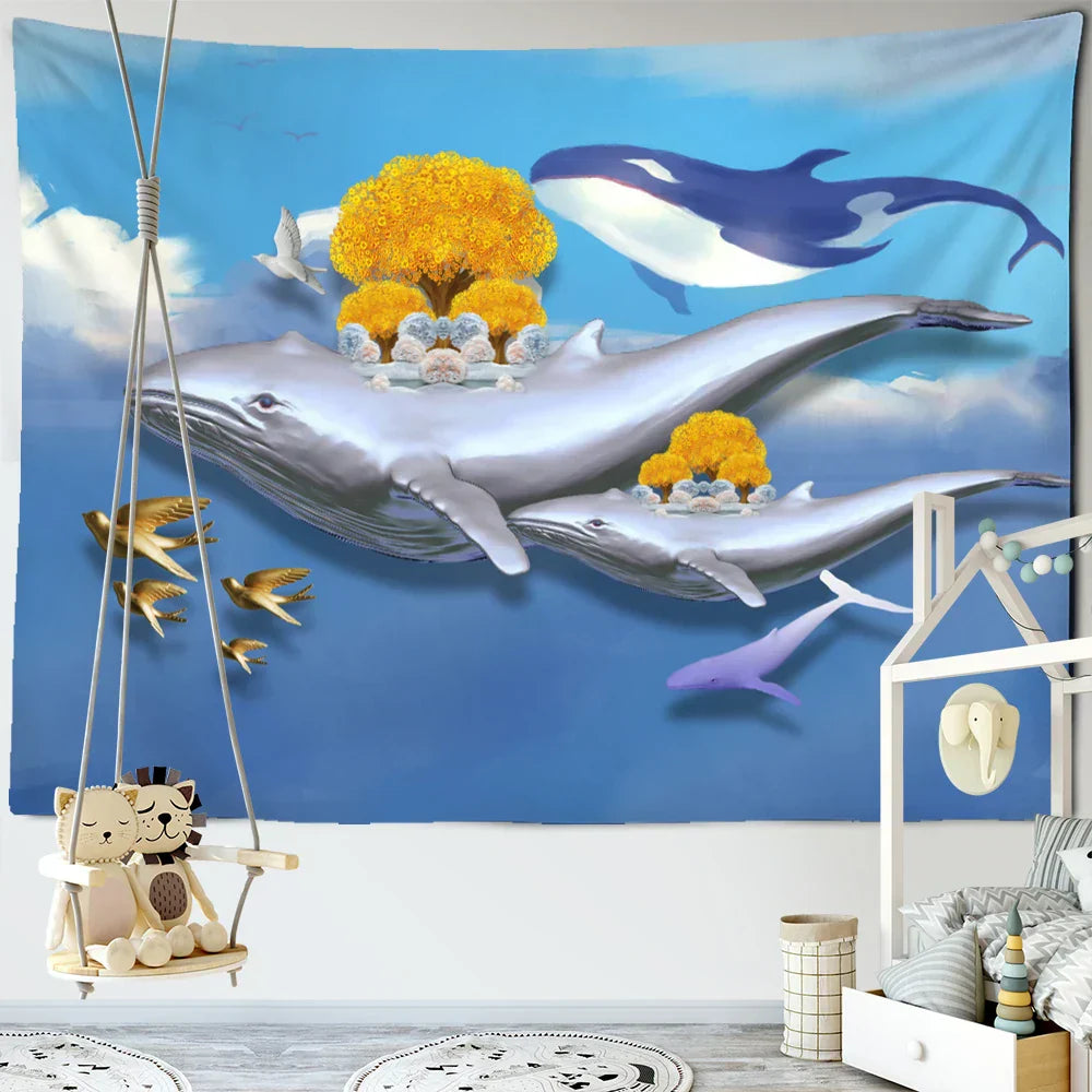 DecorBites™ Dream Whale Tapestry Wall Hanging for Kids Room and Home Decor