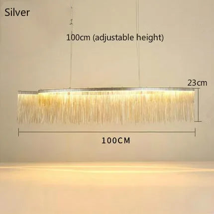 DecorBites™ LED Aluminum Tassel Chandelier: Modern Waterfall Pendant Light for Living Room, Hotel, Hall