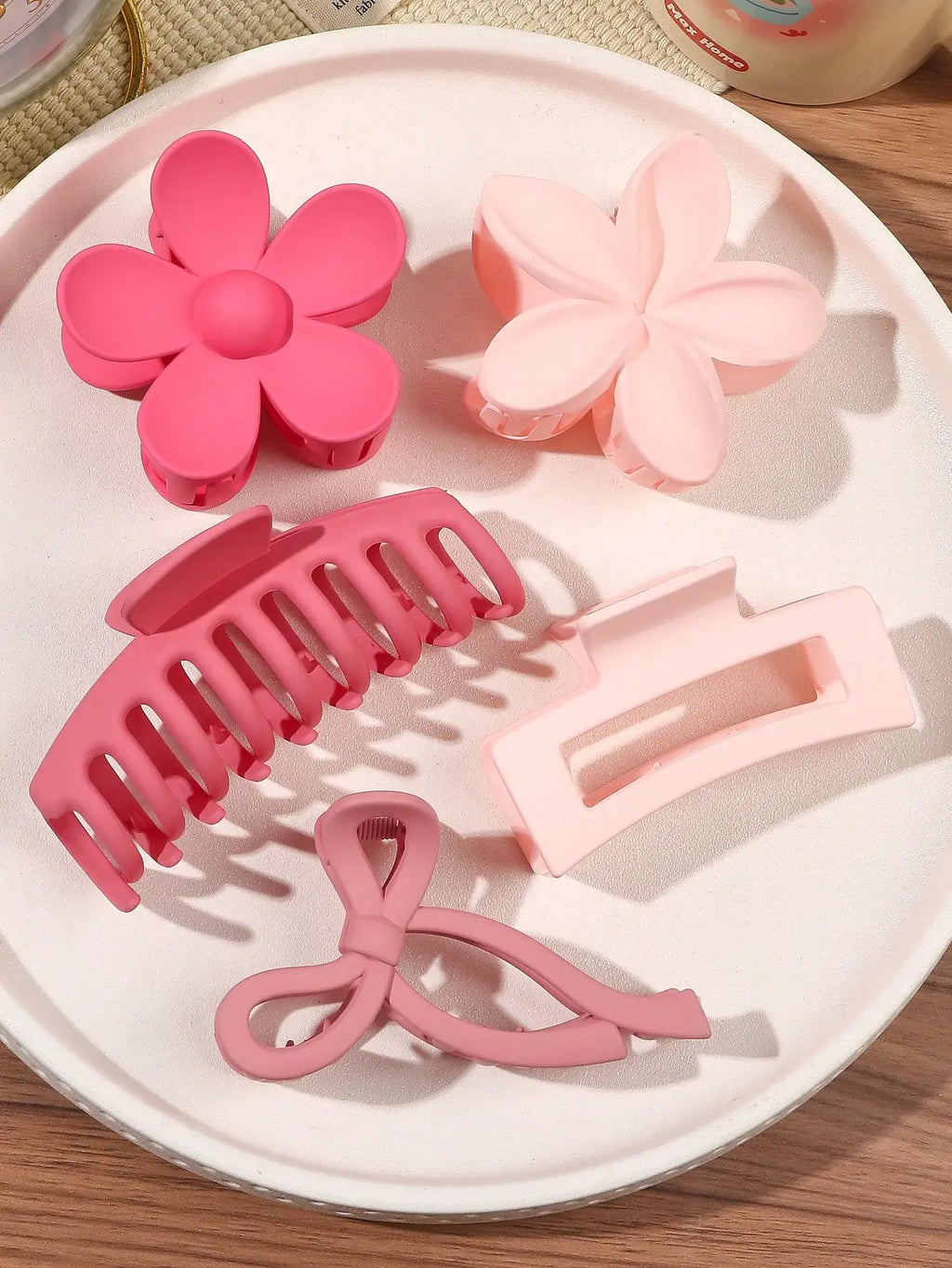 5-Pack Matte Hair Claw Clips - Large Mixed Colors, Strong Hold for Thick & Thin Hair