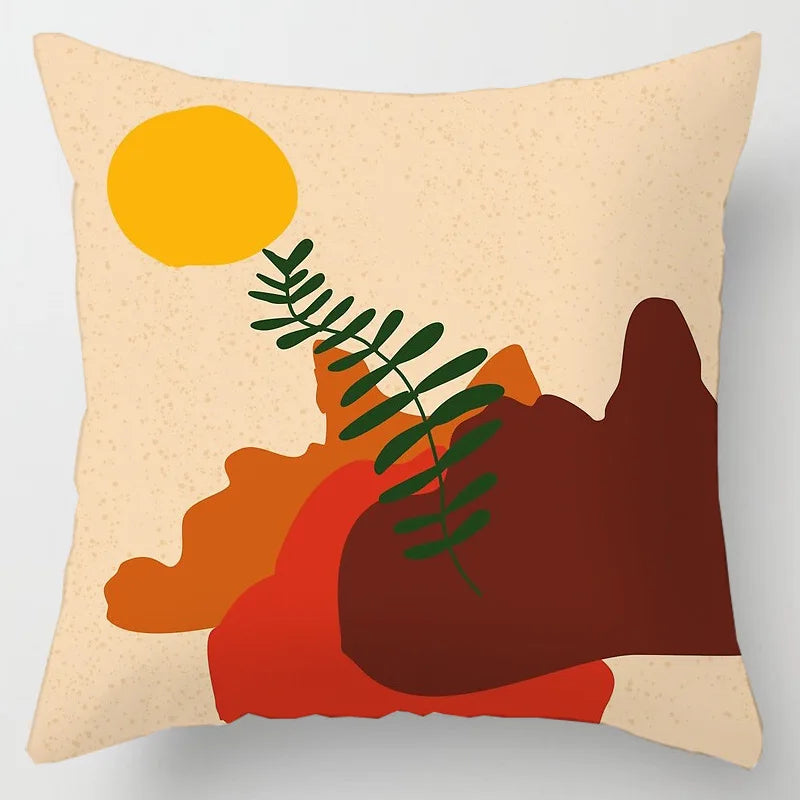 DecorBites™ Geometric Leaves Print Cushion Cover for Home Decor and Comfort