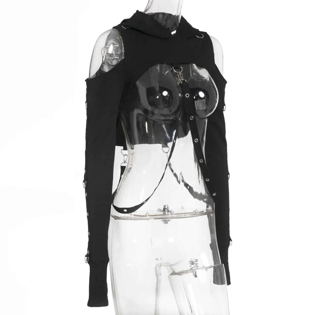 Women's Dark Gothic Crop Top Sweatshirt | Punk Aesthetic | MUNSIEUR