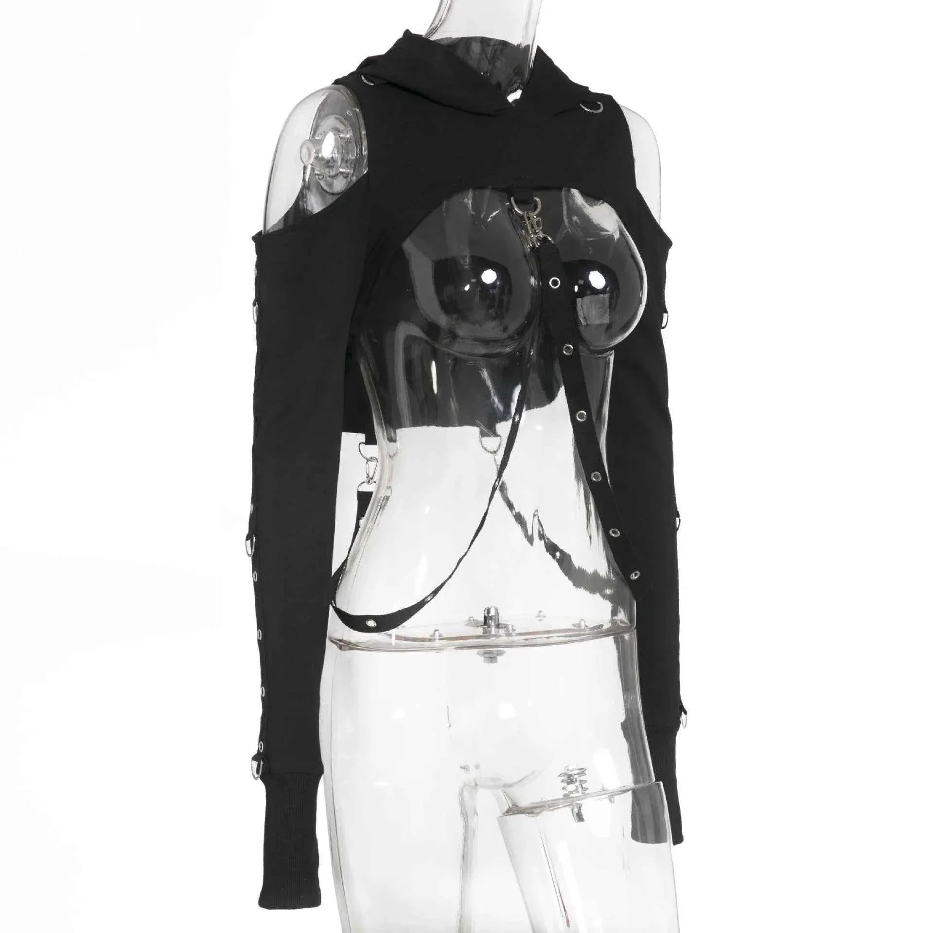 Women's Dark Gothic Crop Top Sweatshirt | Punk Aesthetic | MUNSIEUR