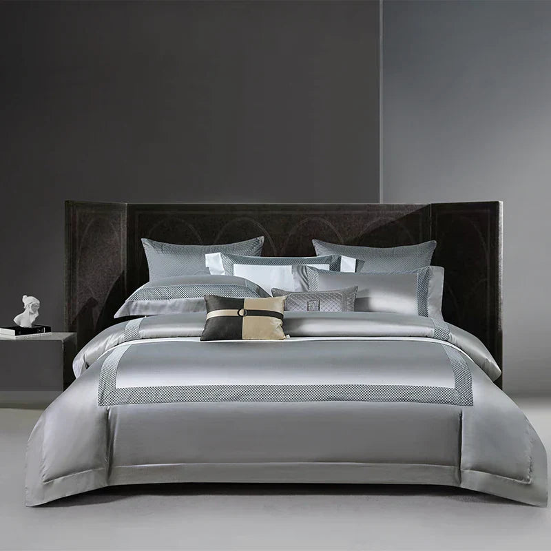 DecorBites™ King Size Luxury 1400TC Cotton White Bedding Set with Embroidery