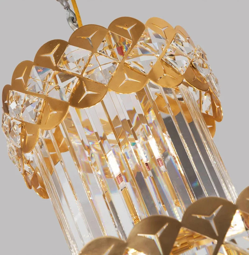DecorBites™ Gold Stainless Steel Crystal Chandelier Pendant Light for Large Home Decor