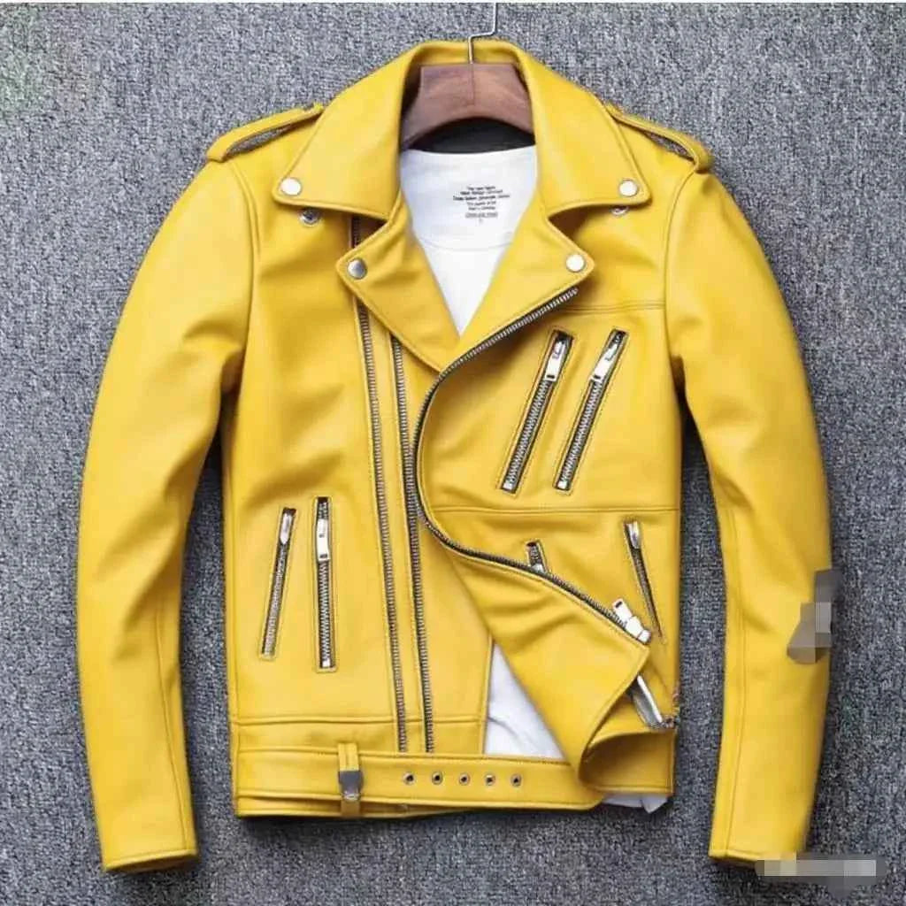 Unisex Oversized Button-down PU Leather Coat with Multiple Zippers Polo Jacket, with Many Zippers