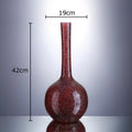 DecorBites™ Gilded Red Glass Vase with Artificial Flowers - Modern Desk Decor