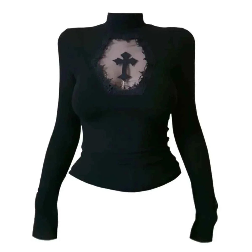 Hollow Out T-shirt Gothic Punk Alt Style