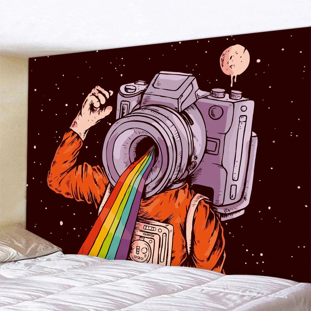 DecorBites™ Futuristic Astronaut Tapestry Wall Hanging - Boho Room Decor for Hip Beach Vibe