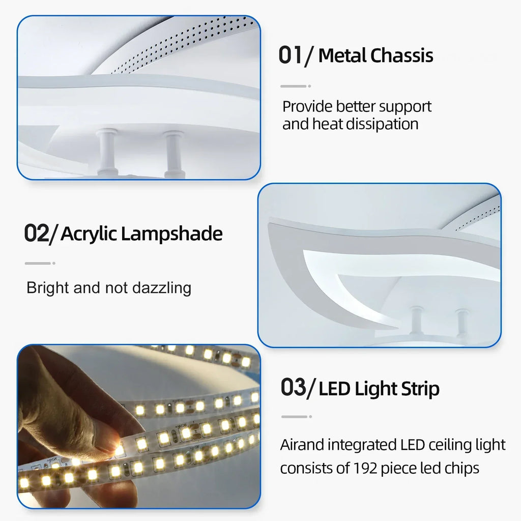 DecorBites™ LED Ceiling Light Chandelier Remote Control Dimmable Art Decor for Living Room Home Bedroom