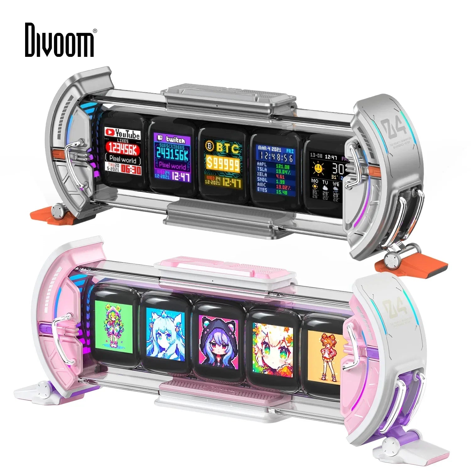 DecorBites™ Cyberpunk Pixel Art Clock with Smart WiFi Control and RGB LED Display