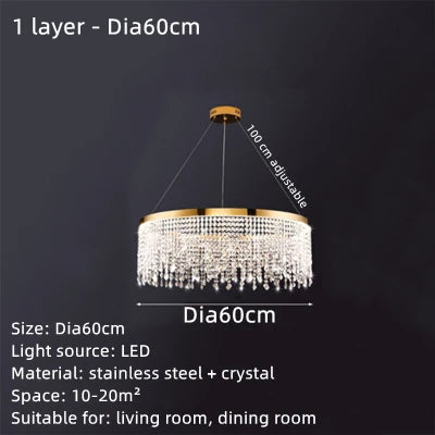 DecorBites™ Crystal Water Curtain Pendant Chandelier - Luxury LED Lighting for Home, Hotel, and More